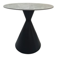 Τραπέζι Flenada pakoworld sintered stone σε γκρι όψη μαρμάρου με μαύρη μεταλλική βάση Φ80x76εκ Τραπέζι Flenada pakoworld sintered stone σε γκρι όψη μαρμάρου με μαύρη μεταλλική βάση Φ80x76εκ