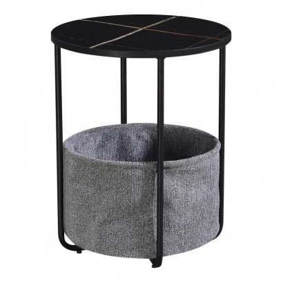 Βοηθητικό τραπέζι Fredami pakoworld μαύρο μαρμάρου Φ40x50εκ