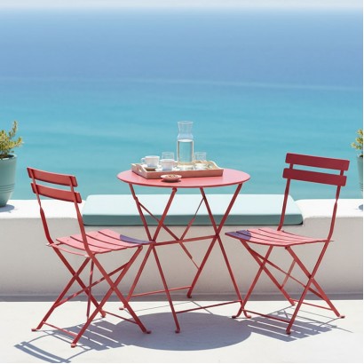 Τραπεζαρία Bistro pakoworld σετ 3τεμ μεταλλική αναδιπλούμενη σε terracotta απόχρωση Φ60x71εκ Τραπεζαρία Bistro pakoworld σετ 3τεμ μεταλλική αναδιπλούμενη σε terracotta απόχρωση Φ60x71εκ