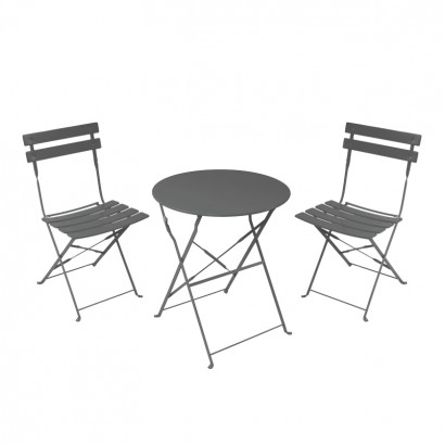 Τραπεζαρία Bistro pakoworld σετ 3τεμ μεταλλική αναδιπλούμενη σε ανθρακί απόχρωση Φ60x71εκ