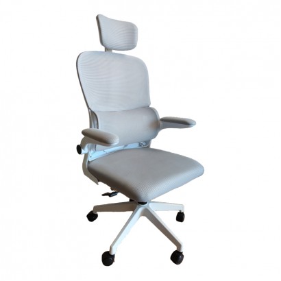 Καρέκλα γραφείου Recko pakoworld ύφασμα mesh σε γκρι απόχρωση 64x58x123-133εκ