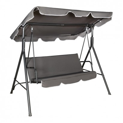 Κούνια κήπου Globo pakoworld μέταλλο μαύρο-ύφασμα σε ανθρακί απόχρωση 170x110x153εκ