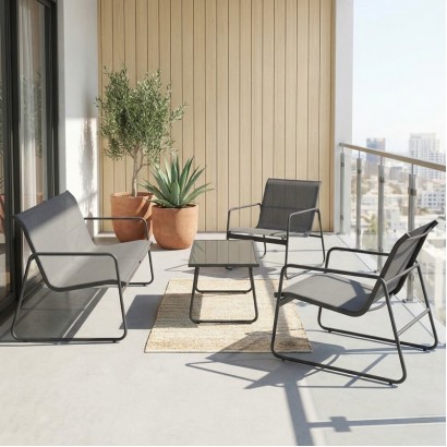 Σαλόνι εξωτερικού χώρου Veranda textilene-μέταλλο σε ανθρακί απόχρωση