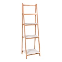 Ραφιέρα δαπέδου Benwen pakoworld πτυσσόμενη rubberwood-mdf σε λευκή-φυσική απόχρωση 42x34.5x140εκ