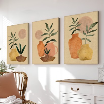 Πίνακας σε καμβά Gielo pakoworld τρίπτυχος με ψηφιακή εκτύπωση και πλαίσιο 40x2x60εκ