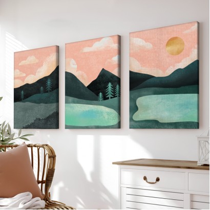 Πίνακας σε καμβά Anbel pakoworld τρίπτυχος με ψηφιακή εκτύπωση και πλαίσιο 40x2x60εκ