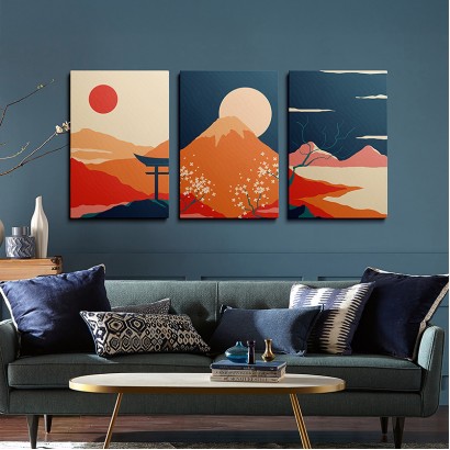 Πίνακας σε καμβά Mevra pakoworld τρίπτυχος με ψηφιακή εκτύπωση και πλαίσιο 50x2x70εκ