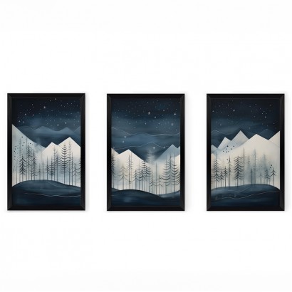 Πίνακας Wavy pakoworld τρίπτυχος με ψηφιακή εκτύπωση και πλαίσιο 33x0.3x48εκ