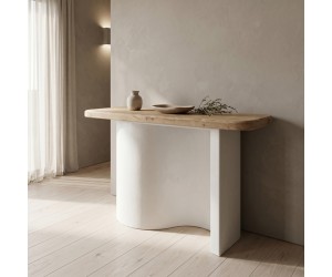 Κονσόλα Jeckie pakoworld ξύλο ελάτου-mdf oak-λευκό 120x38x80εκ