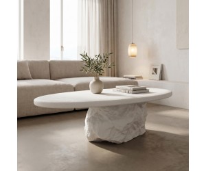 Τραπέζι σαλονιού Zinol pakoworld mdf-polyresin λευκό 105x62x32εκ