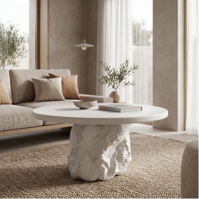 Τραπέζι σαλονιού Zinol pakoworld mdf-polyresin λευκό Φ80x36εκ Τραπέζι σαλονιού Zinol pakoworld mdf-polyresin λευκό Φ80x36εκ