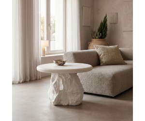Βοηθητικό τραπέζι Zinol pakoworld mdf-polyresin λευκό Φ58x41εκ