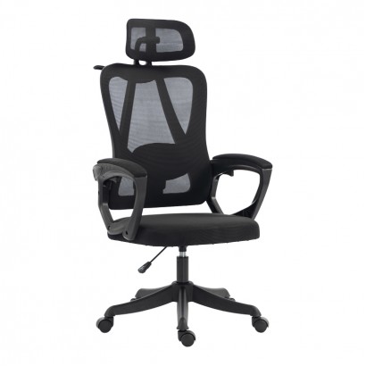 Καρέκλα γραφείου διευθυντή Exeter pakoworld mesh χρώμα μαύρο 50x58x119-129εκ