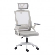 Καρέκλα γραφείου Plymot pakoworld λευκή - mesh γκρι 48x58x112-122εκ Καρέκλα γραφείου Plymot pakoworld λευκή - mesh γκρι 48x58x112-122εκ
