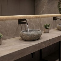 Επικαθήμενος νιπτήρας Lavello pakoworld γκρι πέτρινος 35x35x25εκ Επικαθήμενος νιπτήρας Lavello pakoworld γκρι πέτρινος 35x35x25εκ