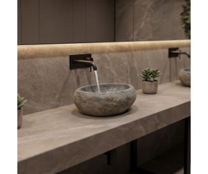 Επικαθήμενος νιπτήρας Lavello pakoworld γκρι πέτρινος 35x35x25εκ Επικαθήμενος νιπτήρας Lavello pakoworld γκρι πέτρινος 35x35x25εκ