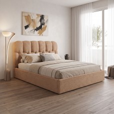 Κρεβάτι διπλό Sectra pakoworld με αποθηκευτικό χώρο terracotta μπουκλέ ύφασμα 160x200εκ Κρεβάτι διπλό Sectra pakoworld με αποθηκευτικό χώρο terracotta μπουκλέ ύφασμα 160x200εκ