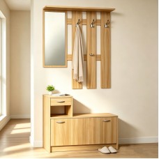Έπιπλο εισόδου Jentia pakoworld  με καθρέπτη sonoma MDF 100x24x186εκ