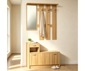 Έπιπλο εισόδου Jentia pakoworld με καθρέπτη sonoma MDF 100x24x186εκ Έπιπλο εισόδου Jentia pakoworld με καθρέπτη sonoma MDF 100x24x186εκ