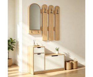 Έπιπλο εισόδου Kenty pakoworld με καθρέπτη sonoma με λευκό MDF 100x28x110εκ Έπιπλο εισόδου Kenty pakoworld με καθρέπτη sonoma με λευκό MDF 100x28x110εκ