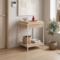 Κονσόλα Odar pakoworld με αποθηκευτικό χώρο sonoma MDF με λευκό μέταλλο 63x63x80εκ