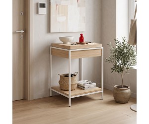 Κονσόλα Odar pakoworld με αποθηκευτικό χώρο sonoma MDF με λευκό μέταλλο 63x63x80εκ Κονσόλα Odar pakoworld με αποθηκευτικό χώρο sonoma MDF με λευκό μέταλλο 63x63x80εκ